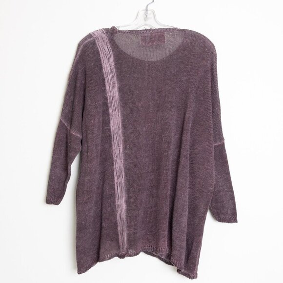 Grizas Washed Linen Sweater Oversized Purple Brown Lagenlook Boho - Picture 3 of 16